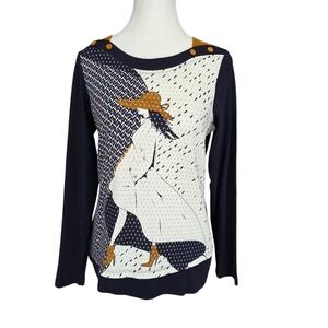 NWT Kalisson Long Sleeve Suede Accent Sweater Size Medium